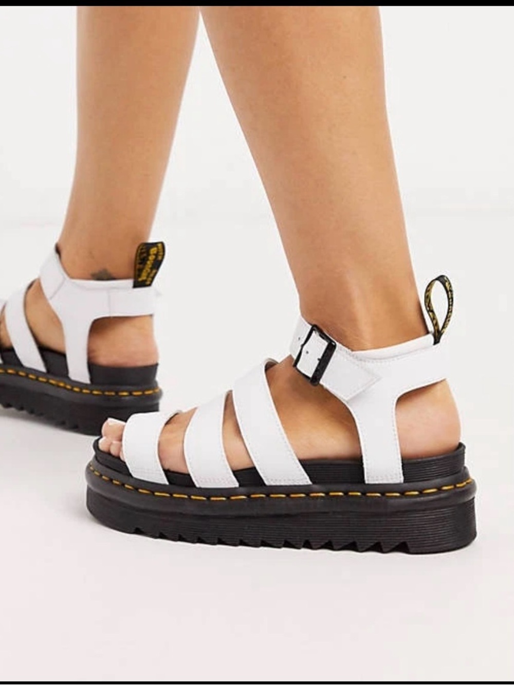 Dr. Martens Blaire white buckle strap platform sandals US size 11